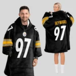 Nfl Pittsburgh Steelers Blanket Hoodie Cameron Heyward Black 1