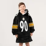 Nfl Pittsburgh Steelers Blanket Hoodie Tj Watt Autographed Black 1