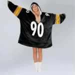 Nfl Pittsburgh Steelers Blanket Hoodie Tj Watt Autographed Black 1