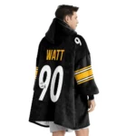 Nfl Pittsburgh Steelers Blanket Hoodie Tj Watt Autographed Black 1