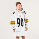 Nfl Pittsburgh Steelers Blanket Hoodie Tj Watt Autographed White 1