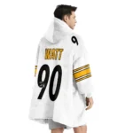 Nfl Pittsburgh Steelers Blanket Hoodie Tj Watt Autographed White 1