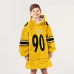 Nfl Pittsburgh Steelers Blanket Hoodie Tj Watt Autographed Yellow 1