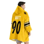 Nfl Pittsburgh Steelers Blanket Hoodie Tj Watt Autographed Yellow 1