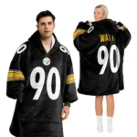 Nfl Pittsburgh Steelers Blanket Hoodie Tj Watt Black 1