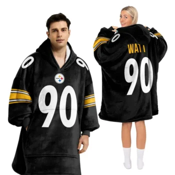 Nfl Pittsburgh Steelers Blanket Hoodie Tj Watt Black 1