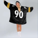 Nfl Pittsburgh Steelers Blanket Hoodie Tj Watt Black 1