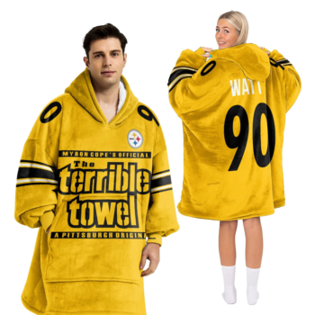 Nfl Pittsburgh Steelers Blanket Hoodie Tj Watt Terrible Towel 1