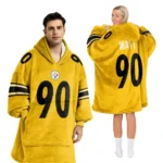 Nfl Pittsburgh Steelers Blanket Hoodie Tj Watt Yellow 1