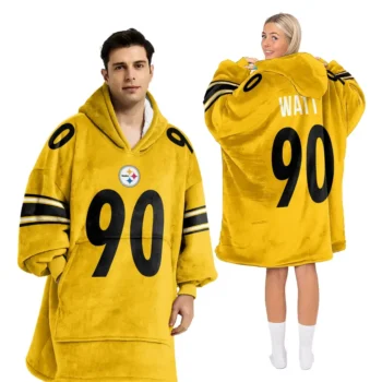 Nfl Pittsburgh Steelers Blanket Hoodie Tj Watt Yellow 1
