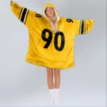 Nfl Pittsburgh Steelers Blanket Hoodie Tj Watt Yellow 1