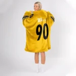 Nfl Pittsburgh Steelers Blanket Hoodie Tj Watt Yellow 1