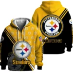 Nfl Pittsburgh Steelers Quarter Zip Waffle Hoodie Logo 1