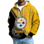 Nfl Pittsburgh Steelers Quarter Zip Waffle Hoodie Logo 1