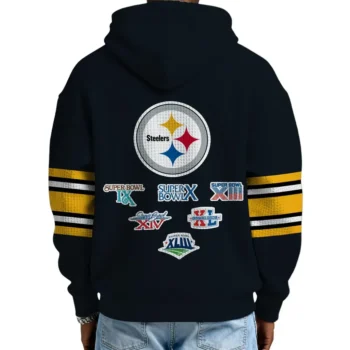 Nfl Pittsburgh Steelers Quarter Zip Waffle Hoodie Super Bowl Champions Black 2