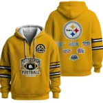 Nfl Pittsburgh Steelers Quarter Zip Waffle Hoodie Super Bowl Champions Team 1
