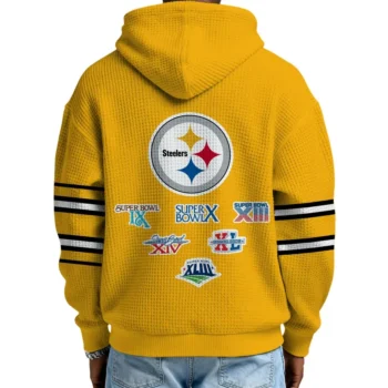 Nfl Pittsburgh Steelers Quarter Zip Waffle Hoodie Super Bowl Champions Team 2