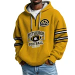 Nfl Pittsburgh Steelers Quarter Zip Waffle Hoodie Super Bowl Champions Team 1