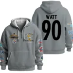 Nfl Pittsburgh Steelers Quarter Zip Waffle Hoodie Tj Watt 1