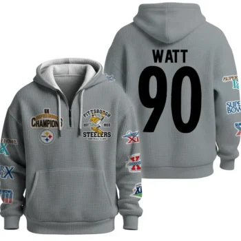 Nfl Pittsburgh Steelers Quarter Zip Waffle Hoodie Tj Watt 1