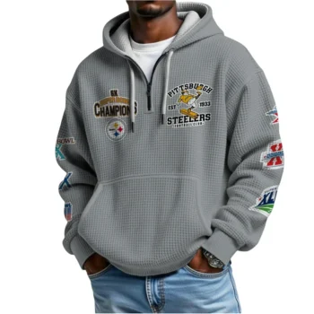Nfl Pittsburgh Steelers Quarter Zip Waffle Hoodie Tj Watt 2