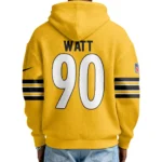 Nfl Pittsburgh Steelers Quarter Zip Waffle Hoodie Tj Watt Autographed 1