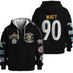 Nfl Pittsburgh Steelers Quarter Zip Waffle Hoodie Tj Watt Black 1