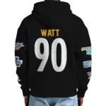Nfl Pittsburgh Steelers Quarter Zip Waffle Hoodie Tj Watt Black 1