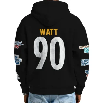 Nfl Pittsburgh Steelers Quarter Zip Waffle Hoodie Tj Watt Black 2
