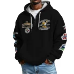 Nfl Pittsburgh Steelers Quarter Zip Waffle Hoodie Tj Watt Black 1