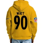 Nfl Pittsburgh Steelers Quarter Zip Waffle Hoodie Tj Watt Yellow 1
