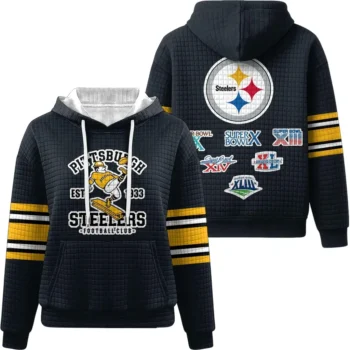 Nfl Pittsburgh Steelers Waffle Hoodie Super Bowl Champions Black 1