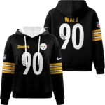 Nfl Pittsburgh Steelers Waffle Hoodie Tj Watt Autographed 1