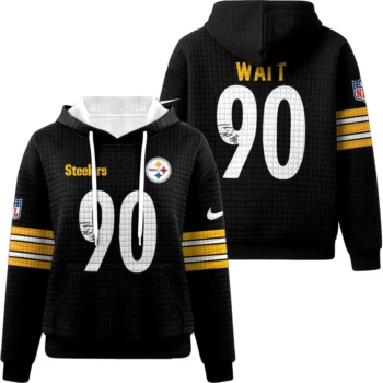 Nfl Pittsburgh Steelers Waffle Hoodie Tj Watt Autographed 1