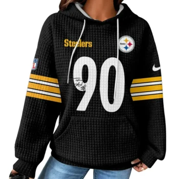 Nfl Pittsburgh Steelers Waffle Hoodie Tj Watt Autographed 2