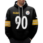 Nfl Pittsburgh Steelers Waffle Hoodie Tj Watt Autographed 1