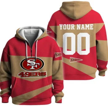 Nfl San Francisco 49ers Custom Quarter Zip Waffle Hoodie 1