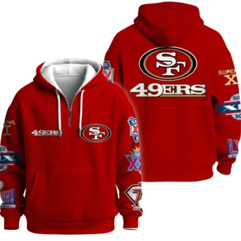Nfl San Francisco 49ers Quarter Zip Waffle Hoodie 5x Super Bowl 1