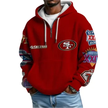Nfl San Francisco 49ers Quarter Zip Waffle Hoodie 5x Super Bowl 2