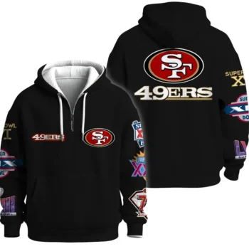 Nfl San Francisco 49ers Quarter Zip Waffle Hoodie 5x Super Bowl Team 1