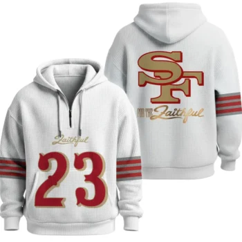 Nfl San Francisco 49ers Quarter Zip Waffle Hoodie Christian Mccaffrey 1
