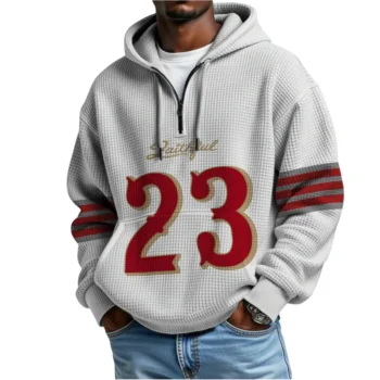 Nfl San Francisco 49ers Quarter Zip Waffle Hoodie Christian Mccaffrey 2