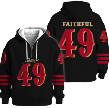 Nfl San Francisco 49ers Quarter Zip Waffle Hoodie Faithful Team 1