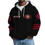 Nfl San Francisco 49ers Quarter Zip Waffle Hoodie Faithful Team 1