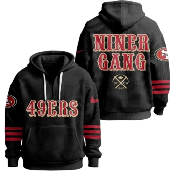 Nfl San Francisco 49ers Quarter Zip Waffle Hoodie Niner Gang 1