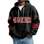 Nfl San Francisco 49ers Quarter Zip Waffle Hoodie Niner Gang 1