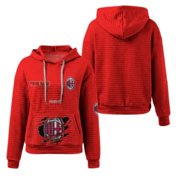 Custom AC Milan 3D Waffle Hoodie - Claw Design Red