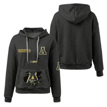 Customized Appalachian State Mountaineers 3D Waffle Hoodie - Claw Design Black