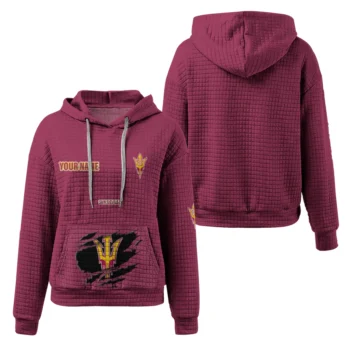 Personalized Arizona State Sun Devils 3D Waffle Hoodie - Claw Design Maroon