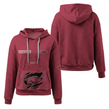 Customized Arkansas Razorbacks 3D Waffle Hoodie - Claw Design Red